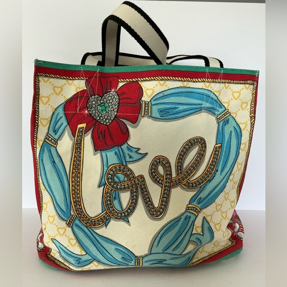 Brighton Blue and Pink Artistic Tote Bag - Picture 3 of 16